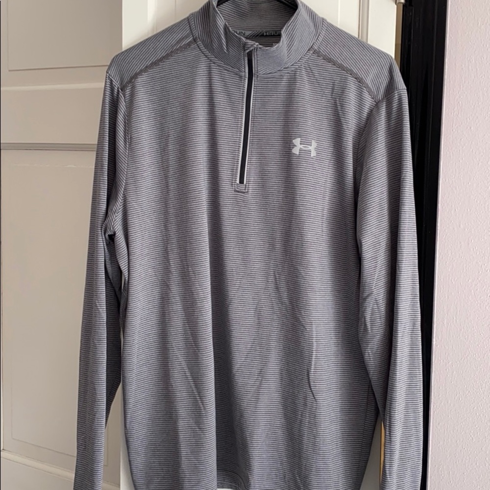 Under Armour heat gear gray striped shirt